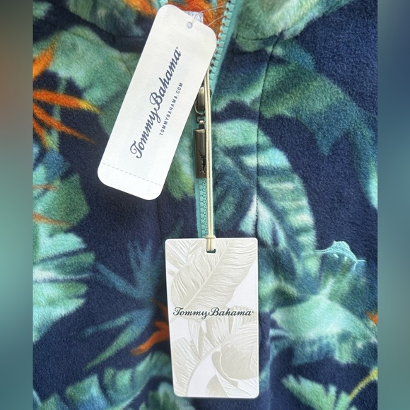 NWT Tommy Bahama Cloud Peak Frounds Bering Blue Half Zip Tropical L Pullover A-4 - Picture 5 of 7